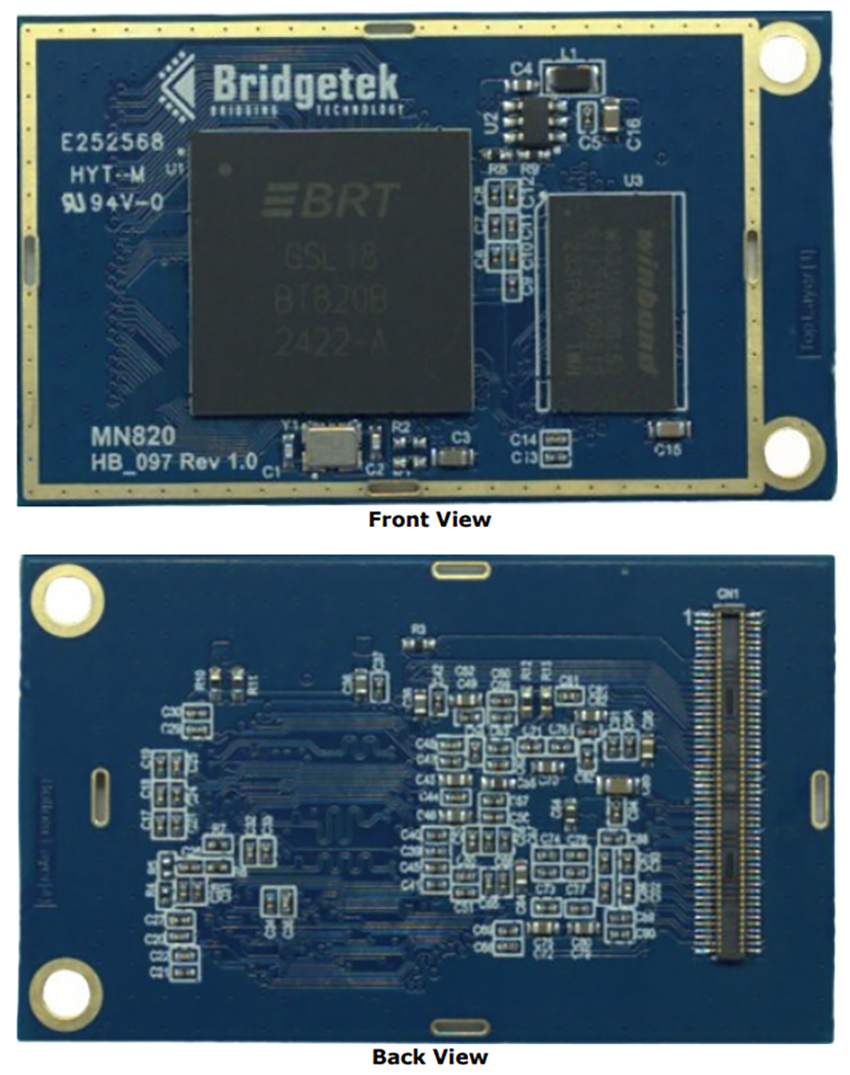 Mechanical Drawing - Bridgetek MN820 BT820 Mini Development Module